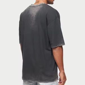 เสื้อยืดสีดำลายกราฟิกวินเทจฟอกสีทรงโอเวอร์ไซส์แขนสั้นสำหรับผู้ชายจากผู้ผลิตโดยตรง ดีไซน์ลำลองพิมพ์ลาย - Product Image 5