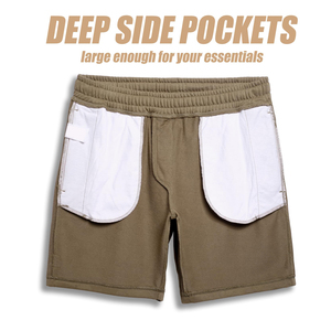 Shorts décontractés en polaire pour hommes à prix abordable, taille mi-haute, fermeture élastique, motif uni, séchage rapide, logo frontal, service OEM - Product Image 4
