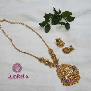 One Gram Gold Laxmi Short Necklace Set-Fashion Jewelry - Product Image 3