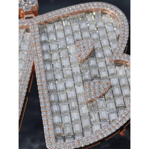 Trisha Jewels - Colgante de Letra YB de Alta Calidad en Oro Rosa y Rodio, Plata 925, Micro Pavé, Baguette, Diamantes Cultivados en Laboratorio, Certificado GIA, Estilo Hip Hop - Product Image 6