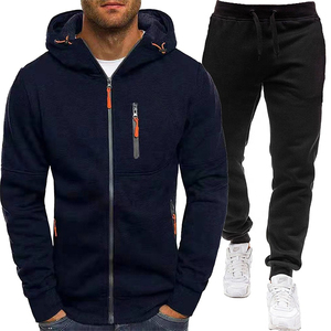 Chándal Unisex Azul Marino con Capucha, Cierre con Cordón, Bolsillos Laterales, Ropa Casual de Otoño, Poliéster/Algodón, Forro Polar de Secado Rápido, Corte Regular - Product Image 1
