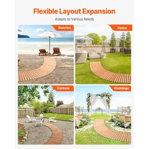 Pasarela de Jardín de Madera Curva Antideslizante de 7 pies x 17 pulgadas para Exteriores, con Conexión de Cuerda de Alambre de Cedro para Paisajismo y Terrazas - Product Image 6