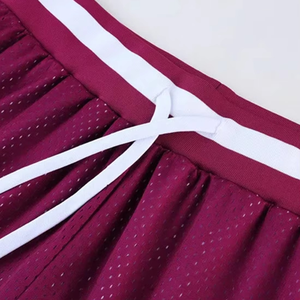 Buy Now Men <b>Maroon</b> Mesh Flame Gym Shorts Breathable Quick Dry Summer Casual Fitness Shorts OEM ODM Wholesale Supplier - Product Image 4