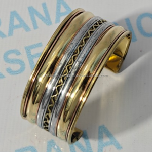 Brass Copper <b>Adjustable</b> Open Cuff Bangle Handmade Modern Eco-Friendly DIY <b>Bracelet</b> for Women Anniversary Baptism Gift - Product Image 3