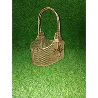 Panier-cadeau artisanal de luxe avec poignée, finition dorée, plateaux en fil métallique, panier décoratif pour événements de mariage