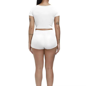 Conjunto Casual de 2 Piezas Hecho a Medida para Mujer, Camiseta y Pantalones Cortos, Disponible a Precios Económicos, Tejido Transpirable - Product Image 3