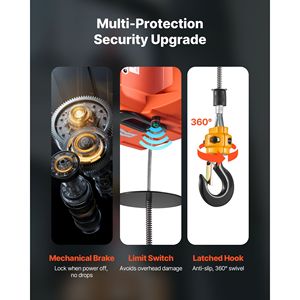 1550 Lbs Capacity 3-in-1 Electric <b>Hoist</b> Winch 1500W Portable Power Winch Crane 25 ft Lifting Height 16.4 Ft/min Manual Speed - Product Image 2