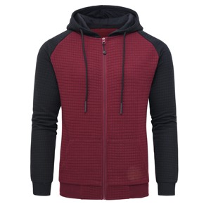 Sudadera con capucha de forro polar para hombre, con cremallera, manga raglán, corte holgado informal, color liso, manga larga, con bolsillo, ropa de invierno, bordada - Product Image 6