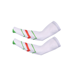 Manchons de compression pour cyclisme, blancs avec rayures rouges et vertes, protection anti-UV pour adultes, unisexe, pour le sport - Product Image 1