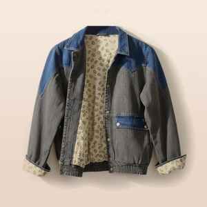 Veste en jean gris rétro, inspirée des années 80, vêtement d'extérieur vintage, streetwear décontracté, vente en gros - Product Image 6