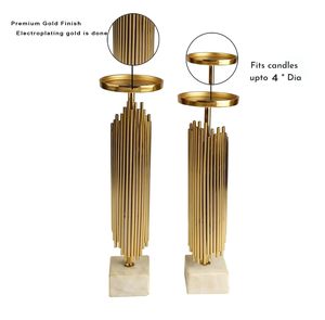 Contemporary Gold Metal <b>Candle</b> Stand Set with Durable Base Perfect for Elegant Home and Table Decor Available In <b>Bulk</b> Quantity - Product Image 5