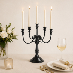 Wholesale 5 Arm Metal Candelabra <b>Black</b> <b>Candlestick</b> Holder Vintage Table Centerpiece For Wedding Party And Home Dining Decoration - Product Image 6