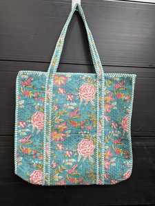 Sac fourre-tout personnalisé pour femme, style bohème, doublure en coton matelassé, imprimé floral, fermeture éclair, lavable, organiseur, voyage, shopping - Product Image 1