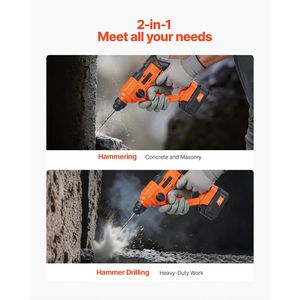 Trapano Tassellatore a Batteria Leggero 20V con Martello Rotante da 0,6 Pollici, Batteria agli Ioni di Litio, Utensile Elettrico SDS-Plus - Product Image 2