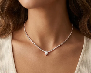 Luxury Pear and Round Moissanite Pendant Tennis Necklace <b>Iced</b> Out <b>Chain</b> Hip Hop Jewellery Romantic Bridal Gift - Product Image 2