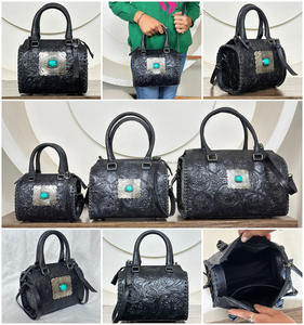 2026 Hand Tooled Cow Leather Small Speedy Duffel <b>Bag</b> Luxury Middle Turquoise Stone Designer Weekender Travel Handbag for <b>Women</b> - Product Image 3