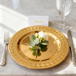 Grandes assiettes de présentation dorées réutilisables pour la vaisselle, élégantes pour la mise en table ronde, décoration de mariage, banquet et événements - Product Image 3