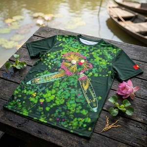 Camiseta Personalizada de Algodón con Diseño Vietnamita, Proveedor de Camisetas de Moda, Ropa Deportiva Unisex de Manga Corta de Poliéster con Tecnología de Secado Rápido - Product Image 1