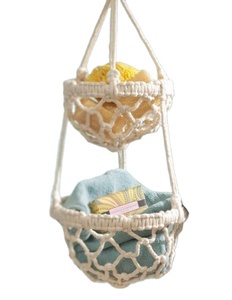 Panier suspendu à 2 niveaux en corde de coton tressée pour fruits, décoration d'intérieur, cadeau, best-seller - Product Image 1