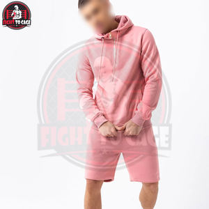 Fabriqué au Pakistan, prix de gros pour l'automne, idéal pour la salle de sport à domicile, ensemble décontracté deux pièces en coton respirant avec sweat à capuche zippé et short - Product Image 4