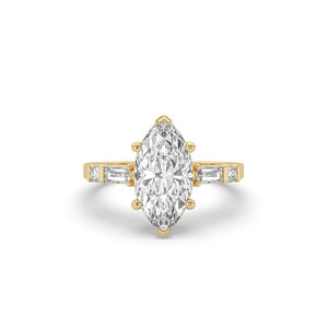 Anillo de Diamante Cultivado en Laboratorio con Corte Marquesa de 3.07Ct en Oro Blanco de 14KT, Diseño Ligero y Único, Joyería de Boda con Solitario de Oro de 10KT - Product Image 6