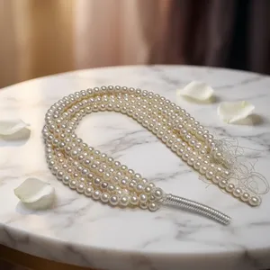 Collier de perles d'eau douce naturelles blanches rondes de 8 mm, en stock, bon lustre - Product Image 2