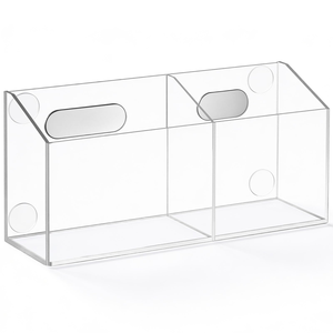 Porte-crayons en acrylique transparent avec 2 compartiments, boîte de rangement pour bureau, papeterie, artisanat, vitrine - Product Image 4