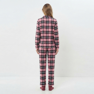 Camisón de Franela para Mujer con Botones, Pantalones de Pijama Largos, Ropa de Dormir Informal de 2 Piezas, Traje de Dormir de Algodón para Mujer - Product Image 2