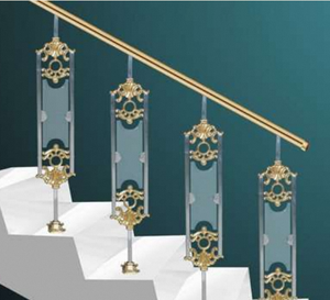 Rampe d'escalier moderne en verre, main courante en acier inoxydable doré, balustrade décorative pour escalier intérieur, design de luxe - Product Image 1