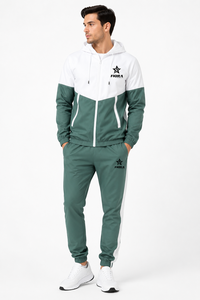 High Quality <b>Hooded</b> Men's Tracksuit 2 Piece Full <b>Zip</b> Gym Sports Jogging 100% Cotton Quick Dry Lightweight Wholesale OEM Custom - Product Image 2