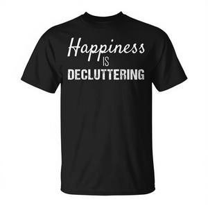 T-shirt Happiness Is Decluttering, nera, per adulti, unisex, girocollo, a maniche corte, promozionale - Product Image 2