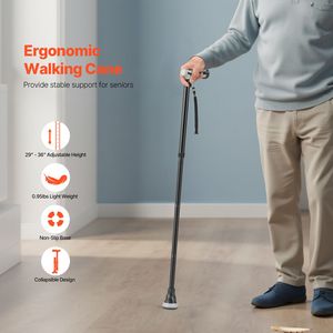 Bastone da Passeggio Pieghevole con Altezza Regolabile a 8 Livelli e Punta Girevole, Impugnatura in Schiuma per Terapia di Riabilitazione Domiciliare - Product Image 2