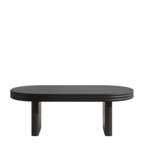 Tavolino da Caffè in Legno Stile Mid-Century Modern Farmhouse, Tavolo da Cocktail Ovale Scanalato per Soggiorno o Ufficio - Product Image 6