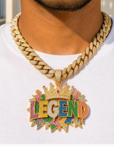 Pendentif personnalisé en moissanite avec lettre couronnée colorée, en argent sterling 925 plaqué or 18 carats, bijou hip-hop - Product Image 1