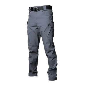 Pantalon cargo décontracté pour homme, taille élastique, coupe droite, multi-poches, style streetwear hip-hop, prix de gros - Product Image 4