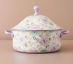 Casserole isotherme de qualité supérieure à imprimé floral, pot de service en métal avec couvercle pour une utilisation moderne en cuisine et salle à manger - Product Image 1