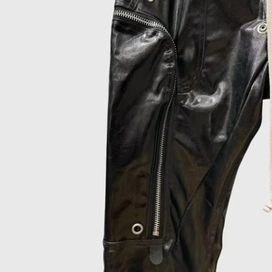 Pantalon cargo en cuir pour homme, style moto, noir enduit, tendance safari, avec poches, style utilitaire - Product Image 3