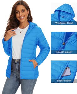 Quilted <b>hooded</b> <b>jacket</b> <b>women</b> <b>Lightweight</b> autumn outerwear Full sleeve zipper <b>jacket</b> Solid color quilted coat - Product Image 6
