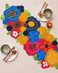 Handmade Beaded Floral <b>Table</b> <b>Runner</b>, Colorful Flower <b>Table</b> <b>Runner</b>, Spring <b>Table</b> Decor, Garden Dining <b>Runner</b>, Boho <b>Table</b> Centerpi - Product Image 1