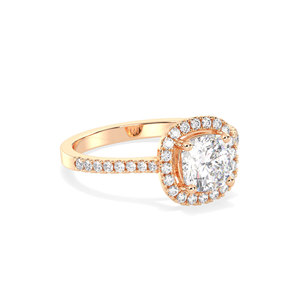 Bague halo en or 14 carats certifiée REYES IGI avec diamant de laboratoire HPHT CVD pour femme, solitaire, cadeau de fiançailles, mariage, bijoux fins - Product Image 3