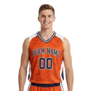 Ensemble maillot et short d'uniforme de basketball pour hommes, col en V sans manches, empiècements latéraux contrastants, col rayé, évacuation de l'humidité - Product Image 3
