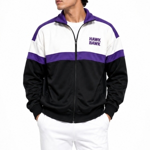 เสื้อแจ็คเก็ตแทร็คซิปเต็มตัวสำหรับผู้ชาย แบบสั่งทำพิเศษ สวมใส่สบาย ผลิตตามสั่ง รับสั่งซื้อจำนวนมาก คุณภาพพรีเมียม และเสื้อแจ็คเก็ตสำหรับเล่นกีฬาสำหรับผู้ชาย - Product Image 1