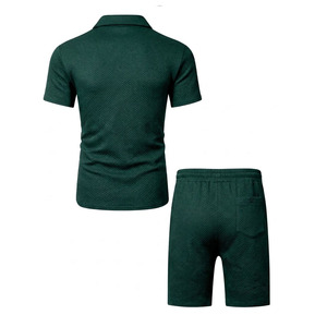 Conjunto de Polo con Cierre de Cremallera y Pantalones Cortos para Hombre, Estampado Geométrico, Secado Rápido, Poliéster, Ropa Casual de Verano, Conjunto Personalizado de 2 Piezas para Hombre - Product Image 2