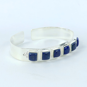 Wholesale 925 Sterling <b>Silver</b> Plated Natural Lapis Lazuli Cuff <b>Bracelet</b> Handmade Designer Gemstone Cuff <b>Bangle</b> Jewelry for Women - Product Image 3