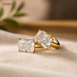 Anillo de Diamantes con Corte Princesa, Chapado en Oro Amarillo de 10K, Anillo de Compromiso para Mujer, Estilo Clásico, Joyería con Diamantes Certificados por GRA - Product Image 1