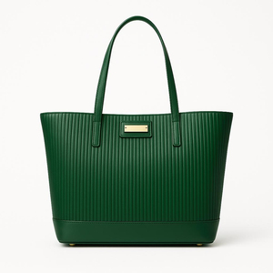 Elegant Red Vertical Stripe Tote Bag Women's Microfiber Synthetic Leather Large Capacity Daily Work Shopping Handbag - Product Image 5