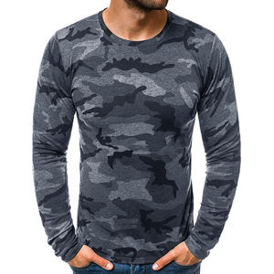 T-shirt Homme Slim Fit Manches Longues Automne Jeunesse Camouflage Col Loisir 100% Polyester avec Motif Gaufré pour Homme - Product Image 3