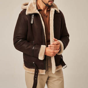 แจ็คเก็ตหนังแท้สีน้ำตาล ลายนูน สไตล์วินเทจ สำหรับผู้ชาย ทรงเข้ารูป คอตั้ง ปิดด้วยซิป ตกแต่งแบบแพทช์เวิร์ค เหมาะสำหรับฤดูใบไม้ผลิ ทรงปกติ - Product Image 2