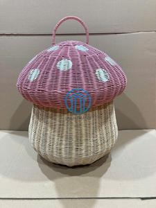 <b>Foldable</b> Rattan Mushroom Storage House Handmade Kids Toy <b>Basket</b> Woven Nursery Organizer Natural Montessori Playroom Storage Eco - Product Image 6