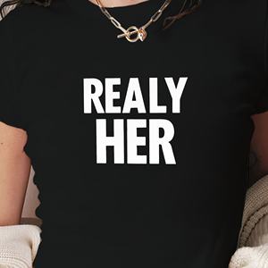 Camiseta Corta de Moda para Mujer Realy Her, Cuello Redondo, Corte Ajustado, Estampada, Estilo Y2K, Tejido de Spandex y Poliéster, para Todas las Temporadas - Product Image 3